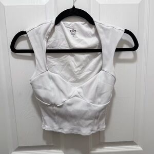 Yoga White Ribbed Crop Top